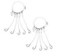 Soulchen 2 Pcs 6 ft Deep Drop Snapper Rig Set - 5 Hooks 3/0 High Carbon Steel Shark Hooks, Glow-in-the-Dark (White)