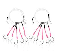 Soulchen 2 Pcs 6 ft Deep Drop Snapper Rig Set - 5 Hooks 6/0 High Carbon Steel Shark Hooks, Glow-in-the-Dark(Fluorescent Pink)