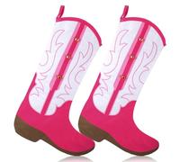 Soulchen 2 Pcs Pink Cowboy Boot Stocking Western Christmas Decor Vintage Cowboy Boot Stocking Set Cowgirl Wall Mantel Fireplace Hanging Decor for Christmas Xmas Stuffers