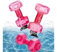 Soulchen 2 Pcs Plastic Water Filled Weights for Pool Exercise, Aquatic Exercise Dumbbells with Non-Slip Handle, Pool Dumbbell Aerobics for Water Aerobics Weight Loss(Pink)