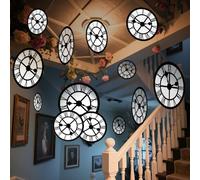Soulchen 20 Pcs Wonderland Tea Party Decoration Clock Hanging Banner Wonderland Garland Baby Shower Decoration Curious Clock Background for Birthday Baby Shower Party Supplies