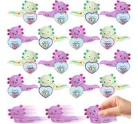 Soulchen 24 Pcs Axolotl Pull Back Cars with Pun Greeting Cards Valentine's Day Gifts for Friends Suitable Party Favors Birthday