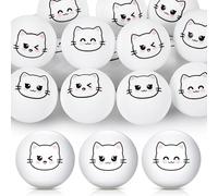 Soulchen 24 Pcs Cat Table Tennis Balls 40mm Novelty Table Tennis Balls Bouncy Cats Toys for Birthday Gift Outdoor Practice Pet Toys