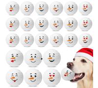 Soulchen 24 Pcs Christmas Dog Tennis Balls Smile Face Plush Snowman Dog Tennis Balls Durable and Fun Chew Toys for Small to Large Dogs, for Fetch, Interactive Play, and Holiday Celebrations