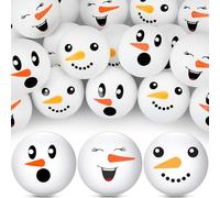 Soulchen 24 Pcs Christmas Table Tennis Balls Bulk 40 mm Snowman Table Tennis Ball Snowman Snowballs Novelty Funny Toys Accessories for Christmas Game Birthday Gift Xmas Party Decorations