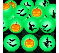 Soulchen 24 Pcs Halloween Table Tennis Balls in the Dark 1.57" Scary Horror Props, Bat Pumpkin Witch Table Tennis Balls Bulk for Halloween Party Favor Goodie Bag Fillers Gift, 3 Styles