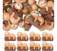 Soulchen 24 Pcs Mini Sloth Figurines Bulk Resin Miniature Tiny Animals Figures Small Little Cute Sloth Home Decor for Micro Landscape Ornaments Craft Gifts Theme Birthday Party DIY Bonsai