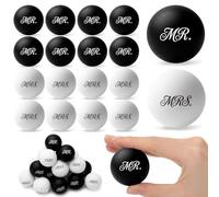 Soulchen 24 Pcs Mr and Mrs Table Tennis Balls Plastic Black White Novelty Table Tennis Stress Props 40 mm for Wedding Bachelorette Engagement Party Favors Bridal Shower Playing Game Supplies