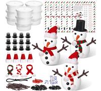 Soulchen 24 Set Christmas Snowman DIY Kits for Modeling Clay DIY Build a Snowman Crafts Decoration Christmas Winter Activities Gift for Family Holiday Party Game Supplies