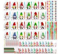 Soulchen 24 Sets Christmas Gnome Plaster Ceramics to Paint Kits Christmas Painting Kit for Kid with Bubble Wand Paint Your Own Ceramic Painting Xmas Birthday Goodie Bag Paintable Gift Prize Girl Boy