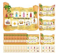 Soulchen 24 Sets Christmas Nativity Felt Game Jesus Birthday Party Game Make a Nativity Scene Educational Religious Felt Cards for Holy Night Party Favor Christian Storytelling Play Sunday School