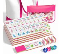 Soulchen 3 Layer American Mahjong Set, 168 Pcs Green and Pink Tiles with 2 Carrying Bags and Accessories 1.2'' Complete American Mahjong Tile Set for Travel Game Collection Women Lover Beginners