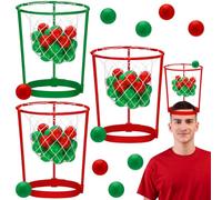 Soulchen 3 Sets Christmas Game Head Hoop Basketball Party Game Adjustable Basket Net Headband with Balls for Birthday Carnival Indoor Outdoor Basketball Senior Night