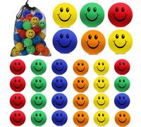 Soulchen 30 Packs Soft Foam Hockey Balls Diameter 2" Happy Emotion Knee Indoor Outdoor Street Soft Foam Hockey Balls Bulk with Mesh Bag for Practicing and Classic Training Birthday Gift Decoration