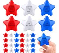 Soulchen 30 Pcs Veteran Day Stress Balls Bulk Red White Blue Star Stress Balls Thank You Veterans Gifts Patriotic Party Favors Mini Relief Toys for USA Army Men Support