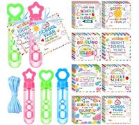 Soulchen 32 Set Back to School Gifts for Kids Bulk Bubble Wands with Tags Welcome Back to School Bubble Wand The Preschool Year Students Fun Gift for Kindergarten Classroom Party Favors