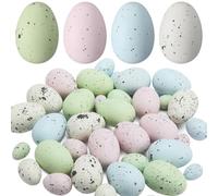 Soulchen 36 Pcs Artificial Bird Eggs Easter Pastel Speckled Eggs Colored Faux Egg for Easter Spring Display DIY Craft Home Bowl Fillers Decoration(Light Pink, Light Blue, Green, White)
