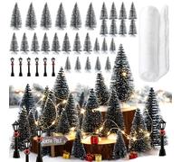 Soulchen 36 Pcs Christmas Model Trains Scenery Set Include 2.5-5.1 Inch Mixed Miniature Christmas Model Trees Mini Streetlight White Snowy Grass Mat for Xmas Train Scenery Architecture DIY Crafts