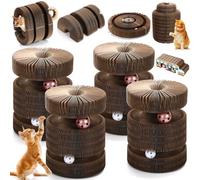 Soulchen 4 Pcs Magic Organ Cat Scratching Board, Combinable Cat Toy for Adult Pets, Interactive Cardboard Kitten Scratcher with Bell Ball, Durable Foldable Accordion Scratch Pad, Exercise for Indoor