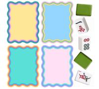 Soulchen 4 Pcs Mahjong Shuffler Cards Thick PVC Tile Mixers with Wavy Scalloped Edges Fun Game Accessories for Mixing Tiles Funny Mahjong Gifts for Lovers Playing Game(Multi-Colored Rimmed)