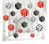 Soulchen 48 Pcs Casino Dice Party Hanging Swirl Casino Theme Party Decoration for Game Night Las Vegas Birthday Graduation Prom Party Supply
