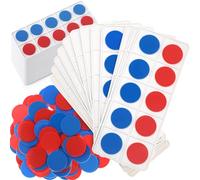 Soulchen 48 Sets Plastic Ten Frames for Classroom Math Manipulatives for Kids Classroom Math Counters Supplies Including 48 Plastic Ten Frames, 480 Counters for Teach Number Concepts (Red, Blue)