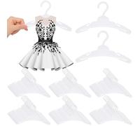 Soulchen 50 Pcs Doll Clothes Hangers for 18 Inch Dolls, White Plastic Clothes Hangers with Non-Slip Clips, Space-Saving Wardrobe Accessories for Gown Dress Outfit