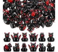 Soulchen 50 Pcs Halloween Mini Resin Ducks Bulk Tiny Duck Figurines Miniature Duckies for Halloween Party Favors Decoration Garden Micro Landscape Accessories DIY Craft (Demon Style)