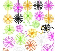 Soulchen 50 Pcs Multicolor Sticky Spider Web Party Favors 3-8 Inches in Total Length Elastic Stretchable Spider Web Sticky Hand for Goodie Bag Prizes Halloween Monster Party Decoration