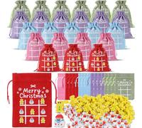 Soulchen 50 Set Christmas Tic Tac Toe Game Board Bulk 5.5x4 Inch Burlap Drawstring Bag Gifts Ultimate tic tac Toe with 200 Funny Eraser Mini Strategic Board for Christmas Party Favors Birthday Gifts