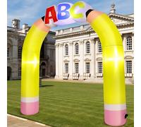 Soulchen 6.89ft Return School Inflatables Balloon Arch Kindergarten Elementary Inflatable Arch Colorful Abc Pencil Decor with LED for First Day of School Graduation Party Lawn Photo Prop Decorations