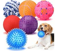 Soulchen 6 Pack 3.5‘' Interactive Large Dog Squeaky Toy Balls Assorted Puzzle Spiky Ball for Clean Teeth and Training, Fetch Toys for Large Dogs, for Puppy Chew and Teething
