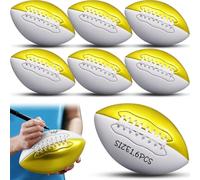 Soulchen 6 Pcs Autograph Footballs Blank White Panels Official Size Mini Autograph Football Customized Signature Team Balls Trophy for Rugby Game Graduation Signing, Gold(5.91 Inch)
