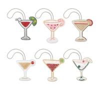 Soulchen 6 Pcs Beaded Fabric Cocktail Ornaments Set Martini Hanging Christmas Tree Decorations for Christmas Event Party Decoration Theme Event Indoor Pendant Memorial