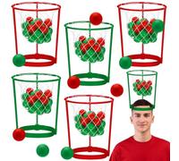 Soulchen 6 Sets Christmas Game Head Hoop Basketball Party Game Adjustable Basket Net Headband with Balls for Birthday Carnival Indoor Outdoor Basketball Senior Night