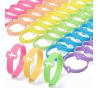 Soulchen 60 Pcs Cross Rubber Bracelets Bulk Jesus Glow in the Dark Silicone Wristbands Religious Christian Gifts Bracelets for Men Women Church School Party Favors Vbs Easter Christmas