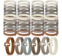 Soulchen 60 Pcs Jesus Love You Rubber Cross Bracelets, 6 Colors Rainbow Silicone Wristbands, Christian Religious Party Favors Vbs Gift for Trunk or Treat Bible Sunday School Church, about 7.95 x 0.47