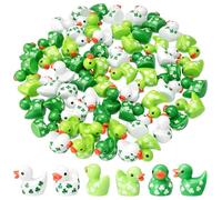 Soulchen 60 Pcs St. Patrick's Day Resin Mini Ducks Bulk Clover Green White Resin Duckies Small Duckies Miniature Figures for Irish Festival Gifts Hide and Seek Prank Game Party Favors Supplies