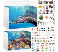 Soulchen 69 Pcs Ocean Diorama Box Kit Ocean Habitat Project Kit Sea Animal Figures Include Shark Whale Light Strip Coral Reef Shipwreck Treasure Chest Sea Shells Sand for Birthday Gift DIY Crafts