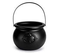 Soulchen 7.6" Plastic Cauldron Kettle for St Patricks Day, Leprechaun Decor Bucket for Coins Candy, Cauldron Pot with Handle for Irish Party Favors Supplies(Black)