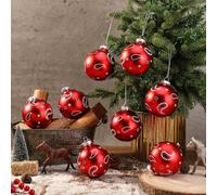 Soulchen 8 Pcs Glass Western Christmas Ornaments 3.15 Paisley Bandana Print Ball Ornaments Western Cowboy Party Decorations Rustic Holiday Baubles for Home Christmas Tree Gift(Red)