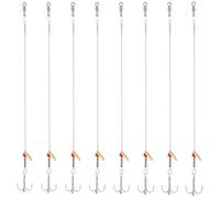 Soulchen 8 Pcs Ice Fishing Tip up Leader Rig Set with Size 1-8 Sharp Hooks, 7.9 Inches Weighted Stainless Steel Sucker Walleye Pike Musky Predator Rig for Ice Angling (Single Hook)