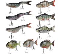 Soulchen 9 Pcs Fishing Lures for Freshwater and Saltwater, Slow Sinking Most Lifelike Jointed Swimbait for Bass Trout Crappie Walleye Pike Bluegill Salmon Swimbait, Amazing Gifts for Men and Family