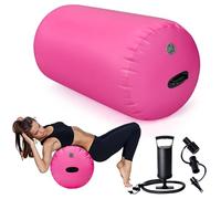 Soulchen Air Roller with Pump Gymnastics Barrel Inflatable Tumbling Roller Air Barrel Tumbling Trainer Back Handspring Trainer for Back Handspring Training Cheerleading Home Use(Pink)
