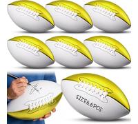 Soulchen Autograph Footballs Blank White Panels Official Size Mini Autograph Football Customized Signature Team Balls Trophy for Rugby Signing, Gold(10.63 Inch,Classic,6 Pcs)