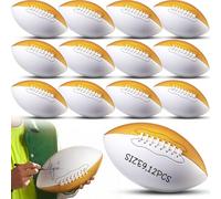 Soulchen Autograph Footballs Blank White Panels Official Size Mini Autograph Football Customized Signature Team Balls Trophy for Rugby Signing, Gold(12 Inch,Stylish,6 Pcs)