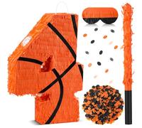 Soulchen Basketball Number 2 3 4 8 Pinata Basketball Party Decorations 16 Inch Piñata with Blindfold Stick and Confetti for Birthday Sports Theme Party Supplies Centerpiece(Number 4)