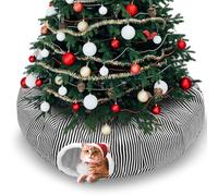 Soulchen Christmas Cat Tunnel Bed 3FT x 3FT x 9.8IN Cat Cave Donut Under Christmas Tree Collapsible Tunnel Tube for Indoor Cats Hide Place for Rabbit, Ferret, Puppy (Striped Black)