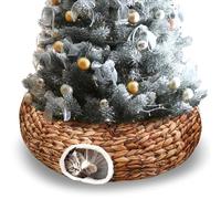 Soulchen Christmas Tree Cat Tunnel Bed 3FT x 3FT x 9.8IN Indoor Cat Donut Tunnels Peekaboo Cave Toy 3 Way Winter Holiday Decor for Kitty Rabbit Ferret Puppy(Woven Brown)