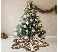 Soulchen Christmas Tree Skirt 47 Inch Snowflake Shaped Christmas Tree Skirt with Large White Large Snowflake Printed Holiday Party Decorations for Xmas